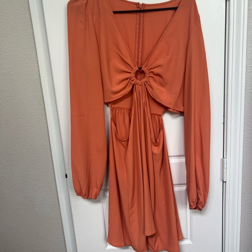 Cupshe Orange Long Sleeve Dress